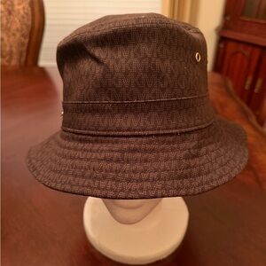Michael Kors Monogram Bucket Hat in Dark Brown